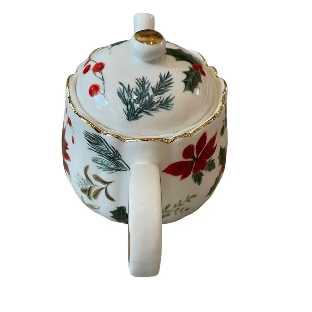 Grace Teaware Poinsettia Porcelain Teapot New Release 2024 Christmas Holiday